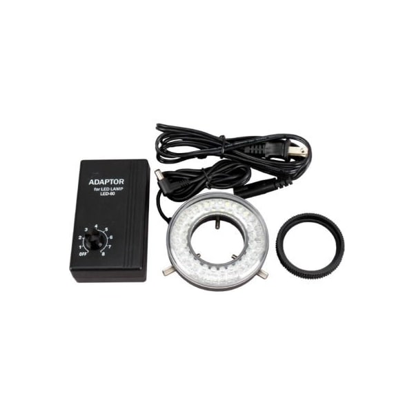 AmScope LED-60 LED Microscope Ring Light Illuminator with Adapter and Control Box